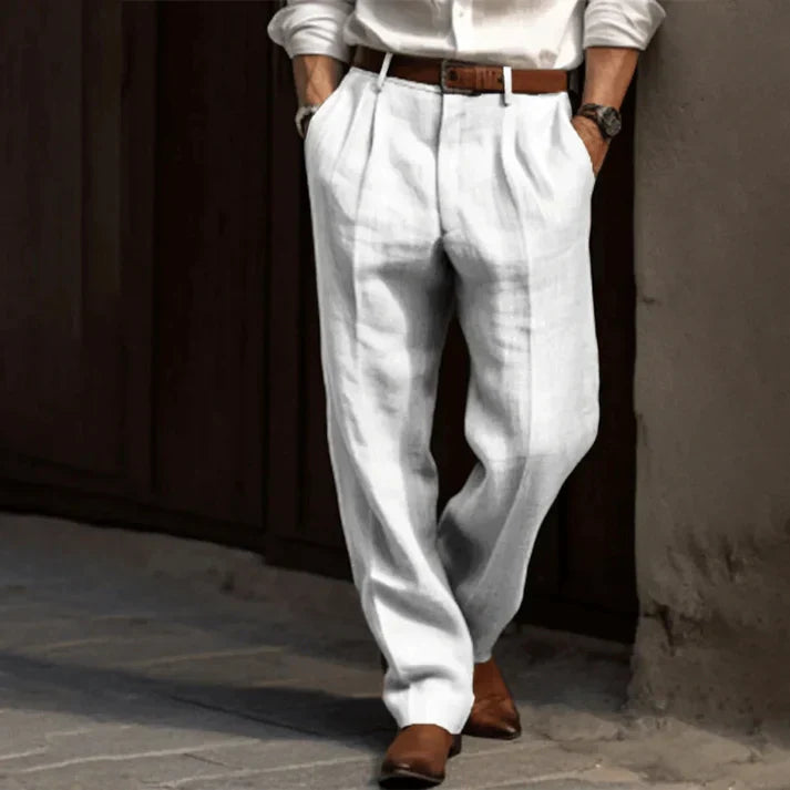 Pantalon Droit à Rayures Discrètes pour Homme