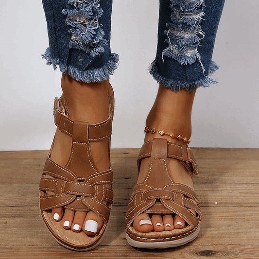 VintageComfort™ – Sandales Femme Orthopédiques en Cuir Élégantes et Confortables