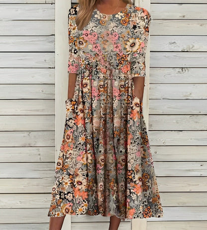 Floralyne™ – Robe Fleurie Femme Longue Chic Confortable