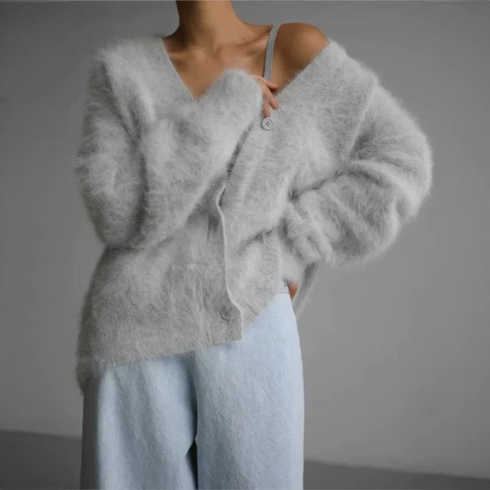 Gilet Femme Chic - Gilet Tricoté Doux à Manches Longues Tendance