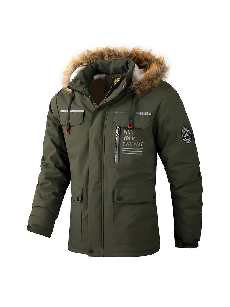 Doudoune Hiver Homme avec Capuche et Poches Doubles