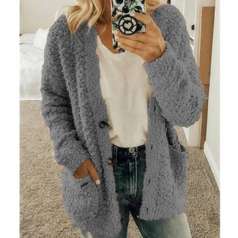 Veste douillette blanche femme poches boutons