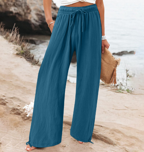 Pantalon lin léger femme beige été