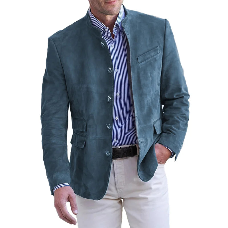 Veste Homme Élégante à Boutons | Col Rond | Mi-Saison Détendue