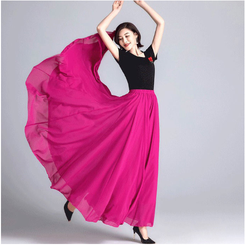 Jupe maxi soleil en voile léger pour femme