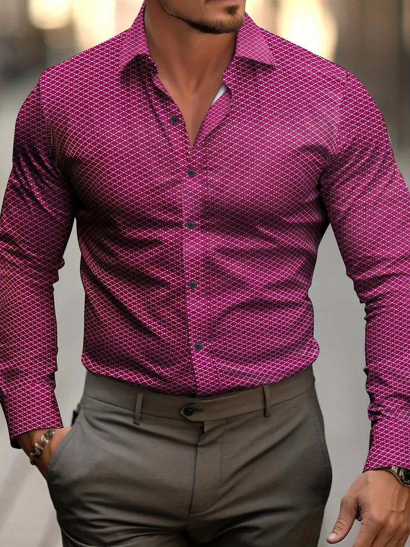 Chemise Homme Classique Manches Longues Rayures Bleu Marine