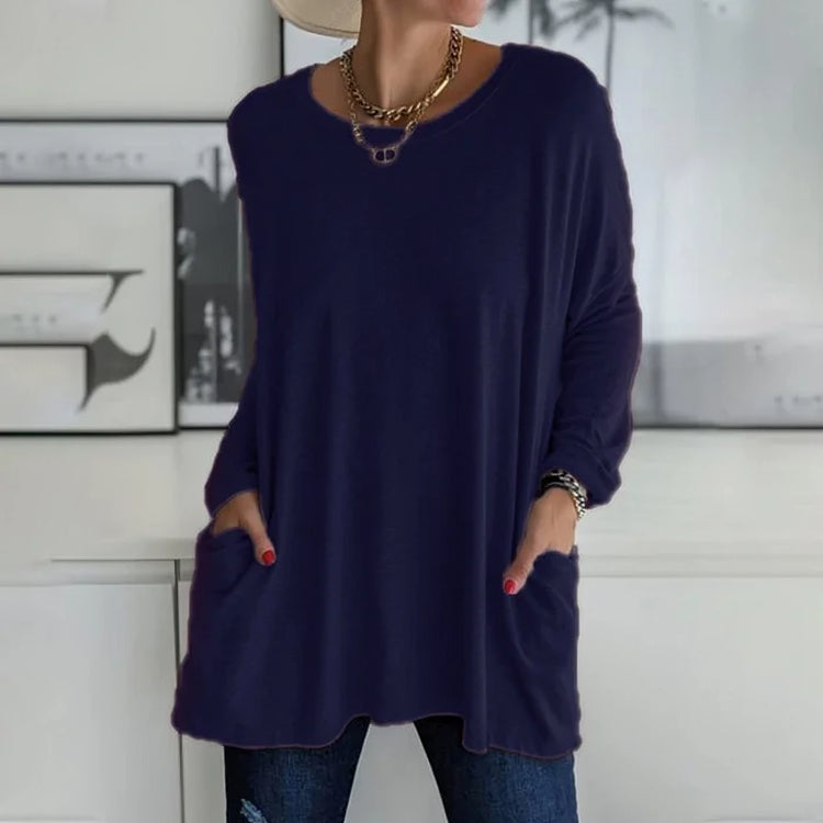 Pull Femme Chaud en Laine avec Manches Longues et Poches