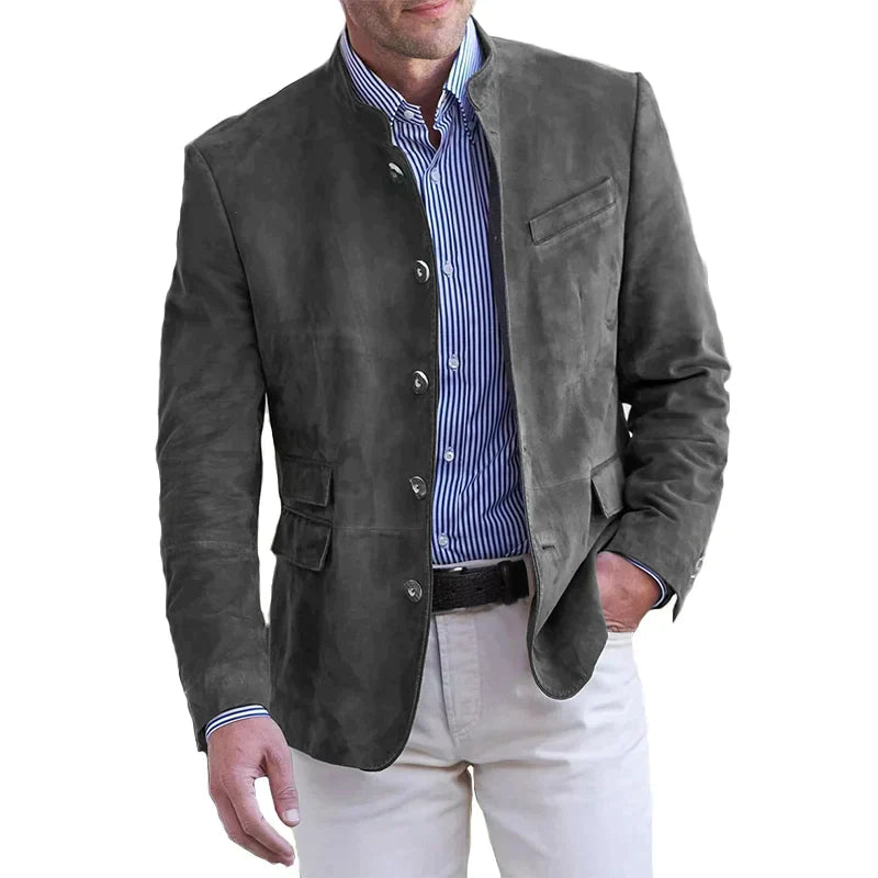 Veste Homme Élégante à Boutons | Col Rond | Mi-Saison Détendue
