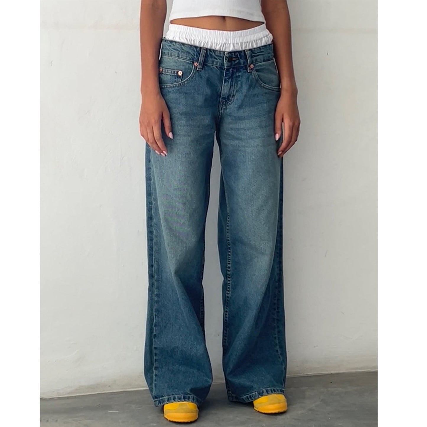 Jean Femme Décontracté Taille Élevée Relâché