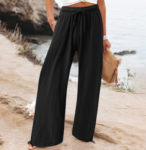 Pantalon lin léger femme beige été