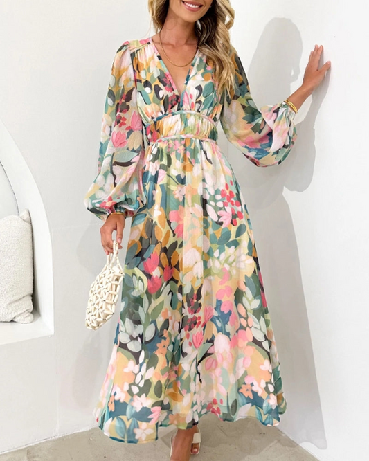 Robe Été Longue Femme – Robe Légère Fleurs Colorées & Coupe Chic - LuxeStyle