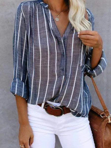 Chemisier femme rayé bordeaux à manches longues