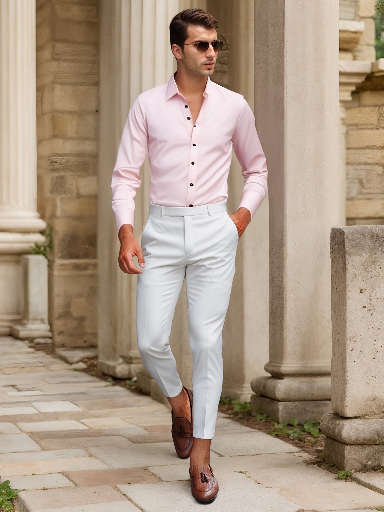 Chemise Homme Marine Classique à Manches Longues
