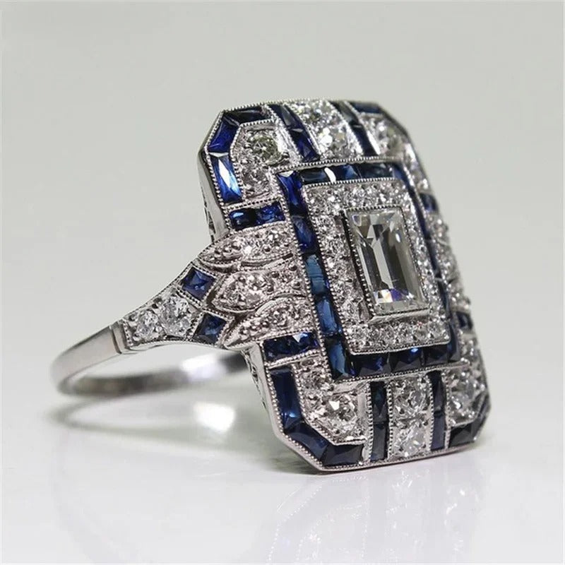 Bague Élégante Émeraude Géométrique - LuxeStyle