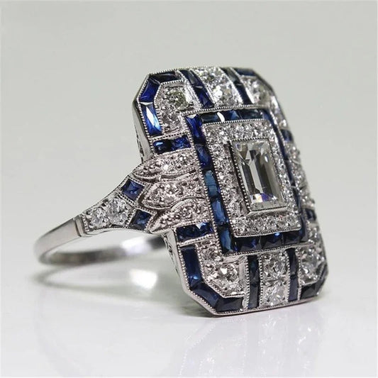 Bague Élégante Émeraude Géométrique - LuxeStyle