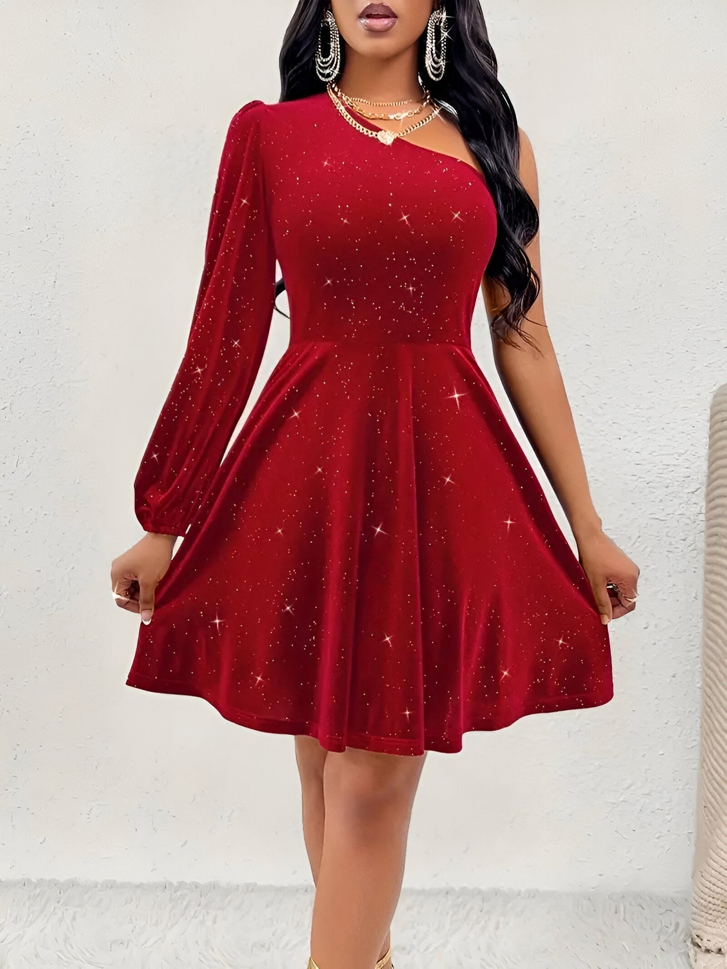 Robe Féminine Élégante Épaule Découvert pour Femme