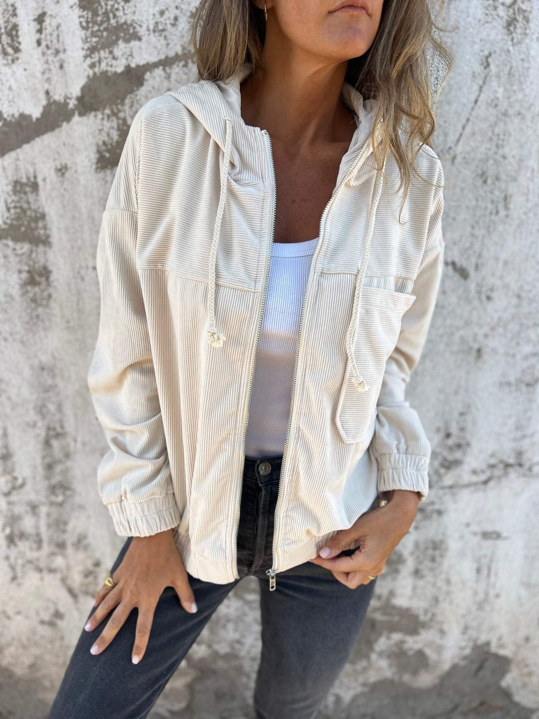 Veste zippée mode décontractée avec capuche streetwear