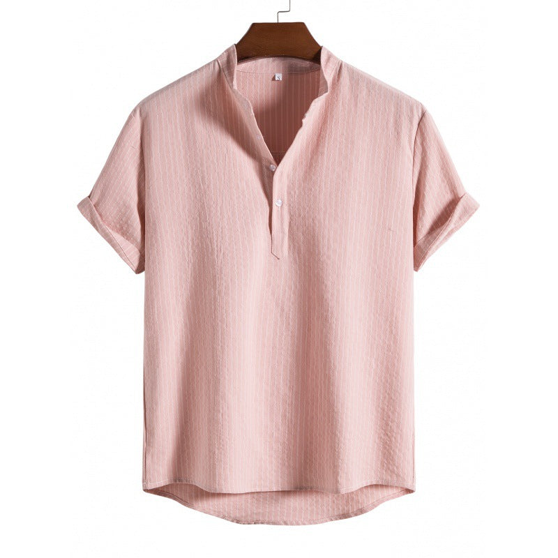 Chemise Homme Rayée Col Rond Été