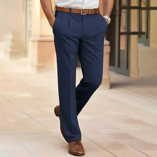 Pantalon Classique Homme Marine avec Ceinture Cuir - LuxeStyle