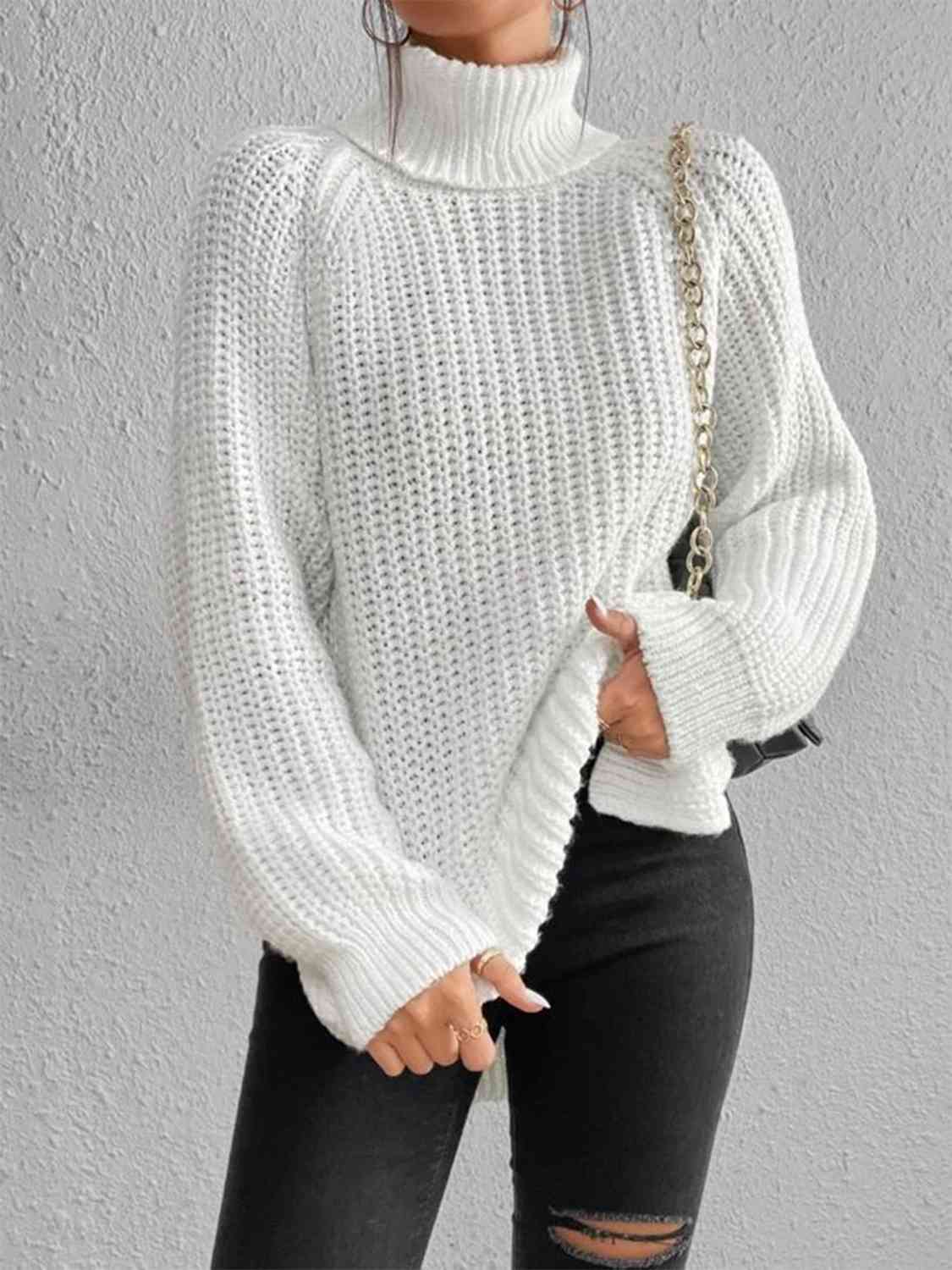 Pull Femme Élégant Col Roulé pour Hiver