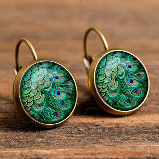 Boucles d'oreilles Plumes de Paon Colorées et Originales - LuxeStyle