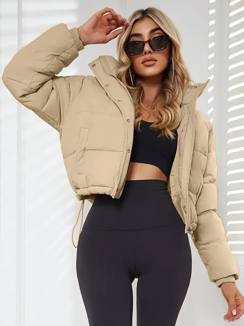 Veste Hivernale Douillette Manches Longues avec Poches Utiles