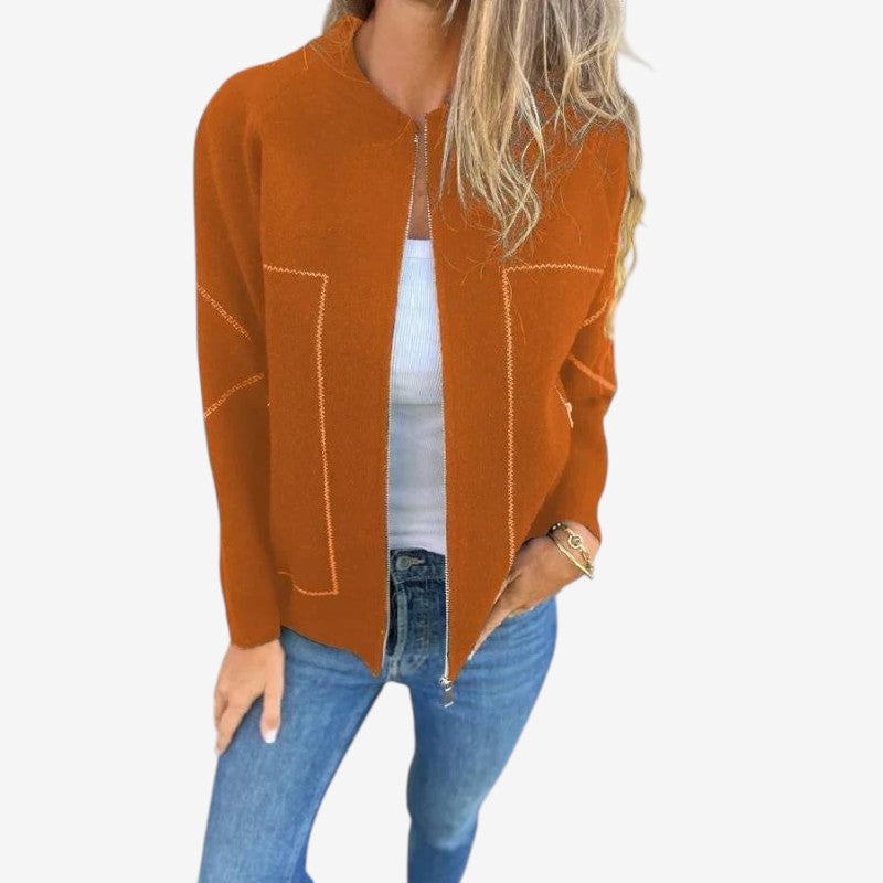 Veste Isabella – Parka zippée Manches Longues Col Rond