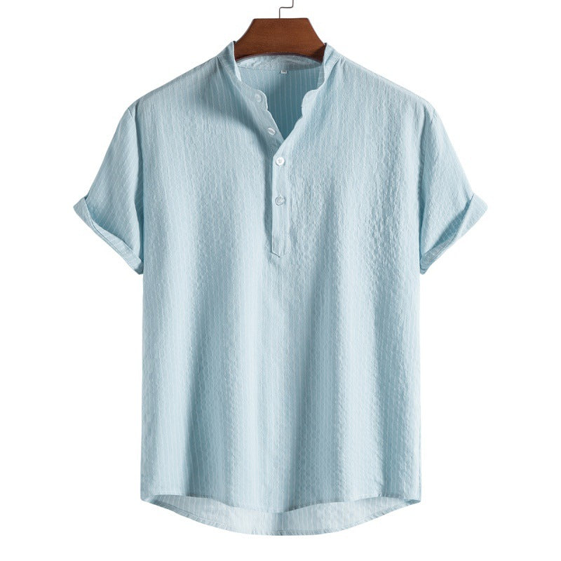 Chemise Homme Rayée Col Rond Été