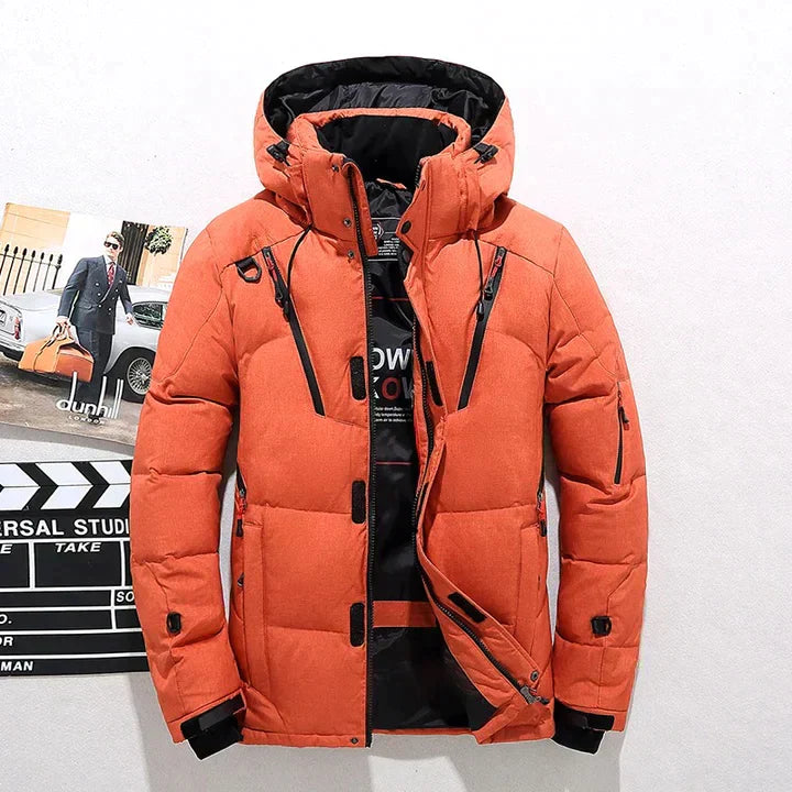 Veste hivernale épaisse noire pour homme à capuche