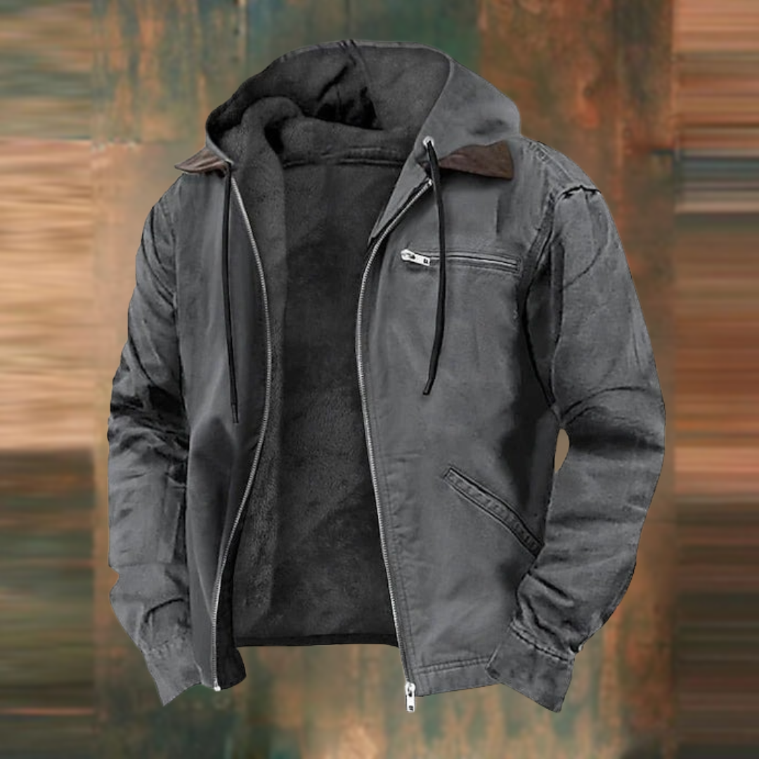 Veste en cuir brun homme avec doublure polaire