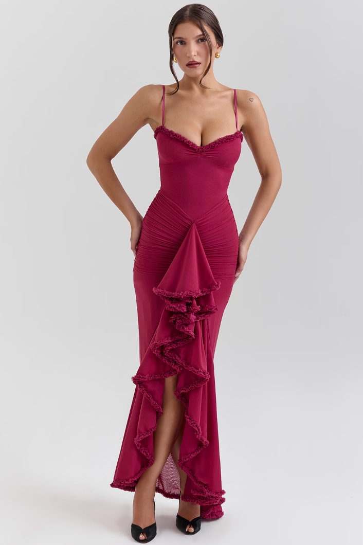 Robe Cocktail Jaune Fleurie pour Femme