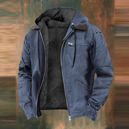 Veste en cuir brun homme avec doublure polaire