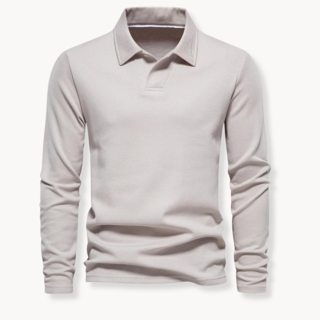 Chemise Polo Classique Homme Manches Longues Marine
