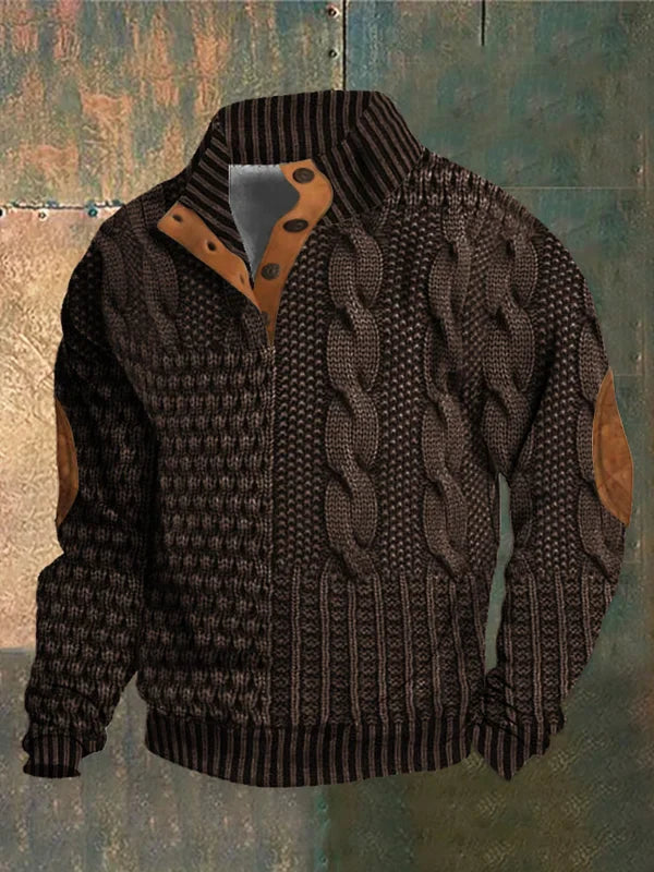 Veste Tricot Brun Cuir Doux Homme