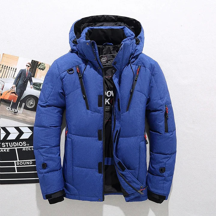 Veste hivernale épaisse noire pour homme à capuche