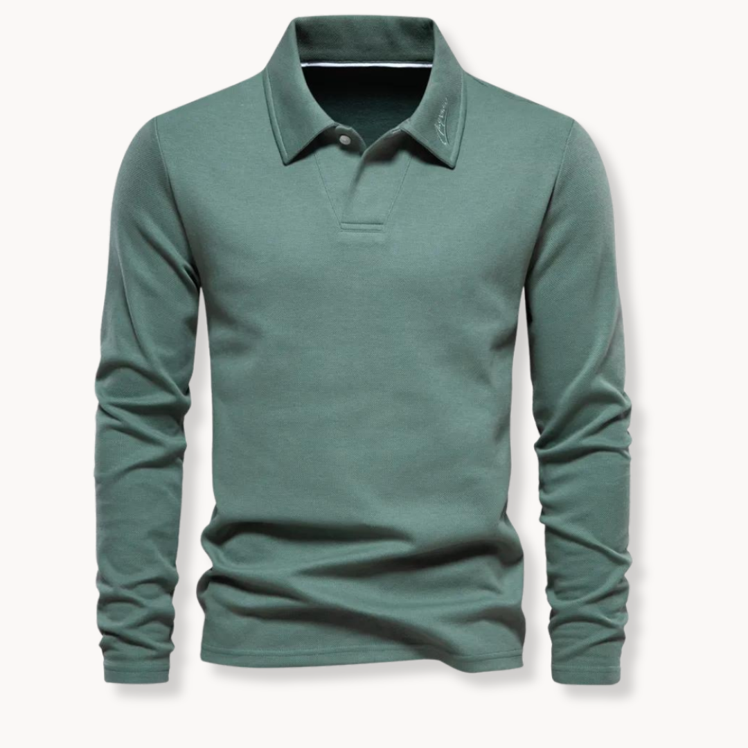 Chemise Polo Classique Homme Manches Longues Marine