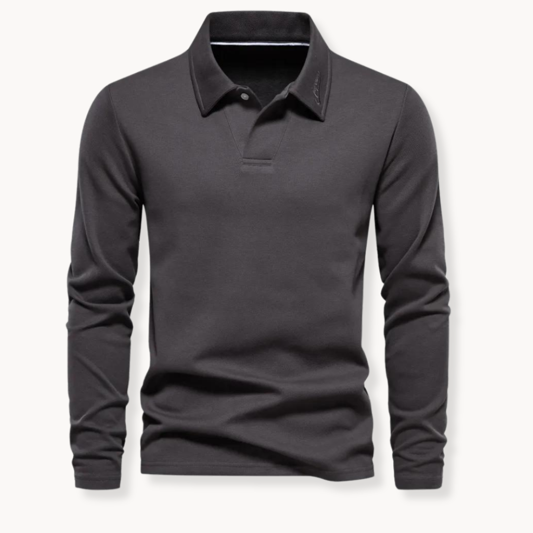 Chemise Polo Classique Homme Manches Longues Marine