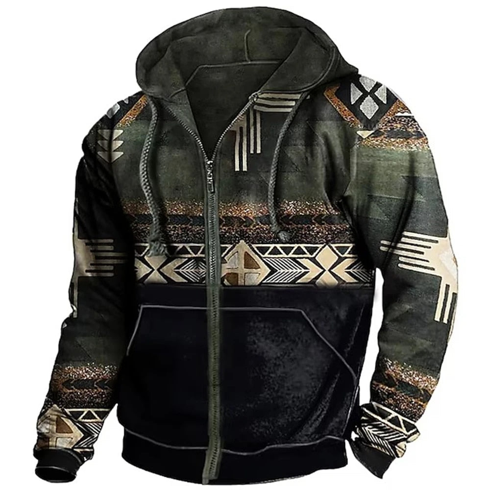 Blouson à capuche coloré imprimé géométrique