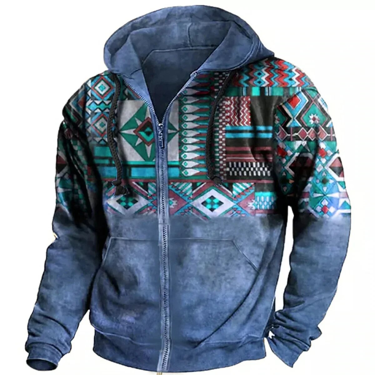 Blouson à capuche coloré imprimé géométrique - LuxeStyle