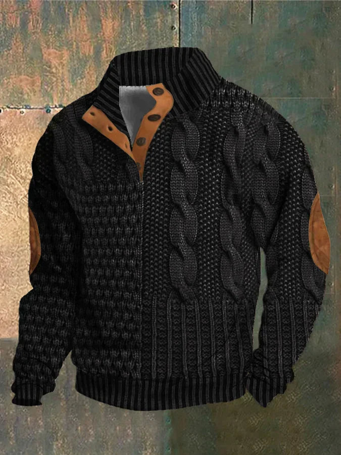 Veste Tricot Brun Cuir Doux Homme