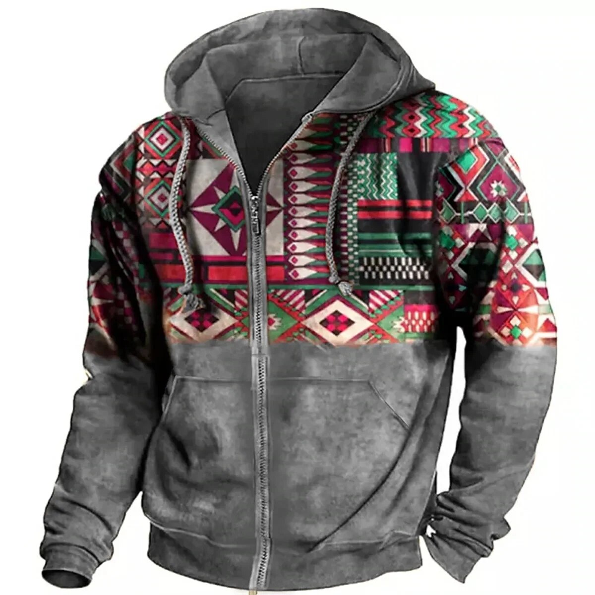 Blouson à capuche coloré imprimé géométrique