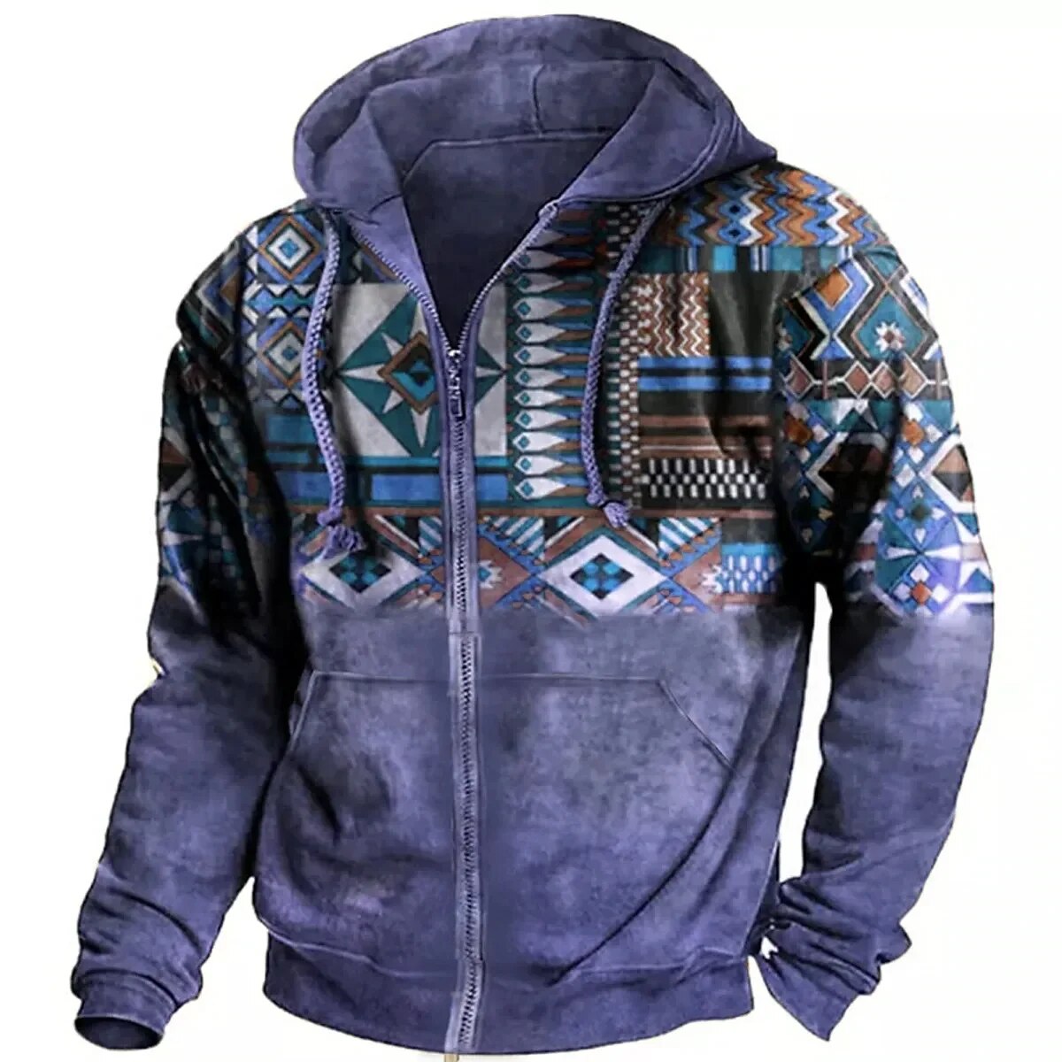 Blouson à capuche coloré imprimé géométrique