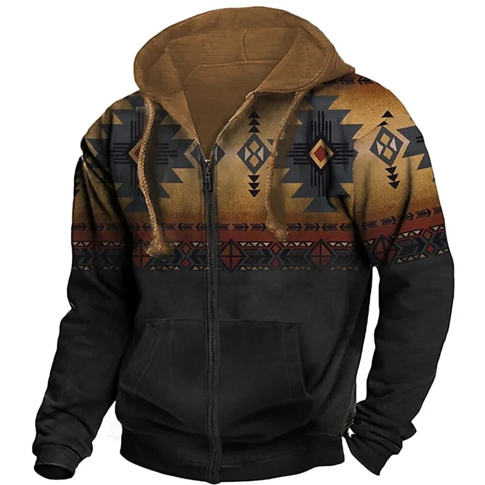 Blouson à capuche coloré imprimé géométrique