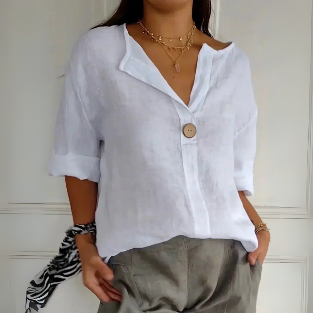 Chemisier Femme Lin Naturel Manches Longues