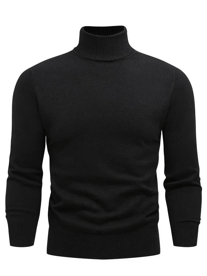 Pull Homme Col Roulé Élégant Noir - LuxeStyle