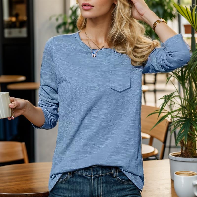 Pull à manches longues femme noir avec poche avant