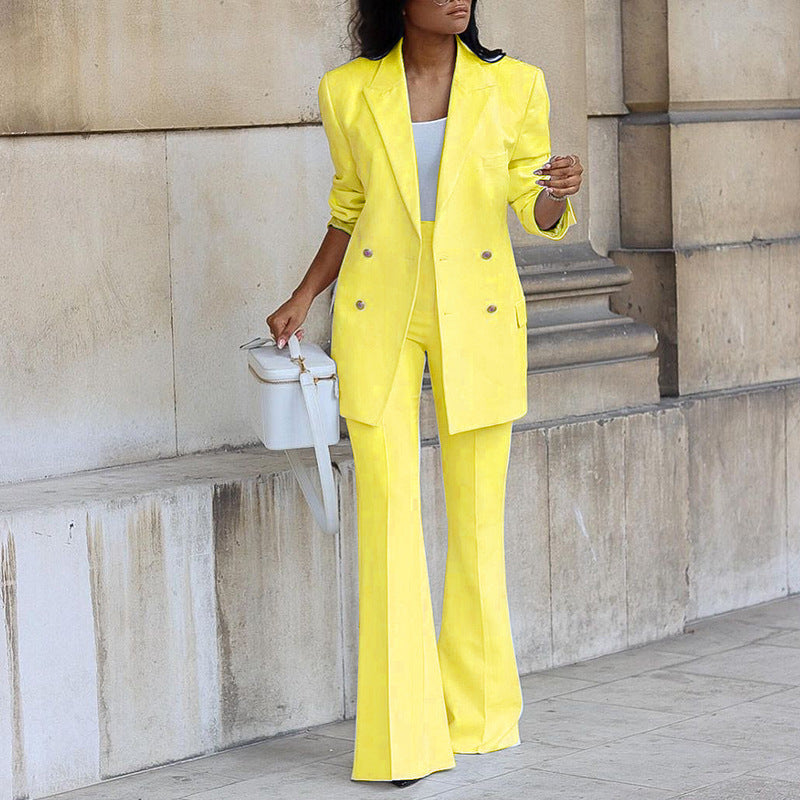 Costume Femme 2 Pièces - Veste Chic & Pantalon Élégant Taille Haute