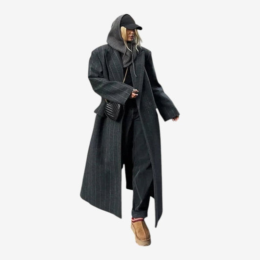 Trench Classique Rayé Manches Longues - LuxeStyle