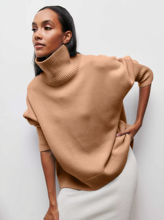 Pull Femme Laine Douce Col Rond Châtain - LuxeStyle