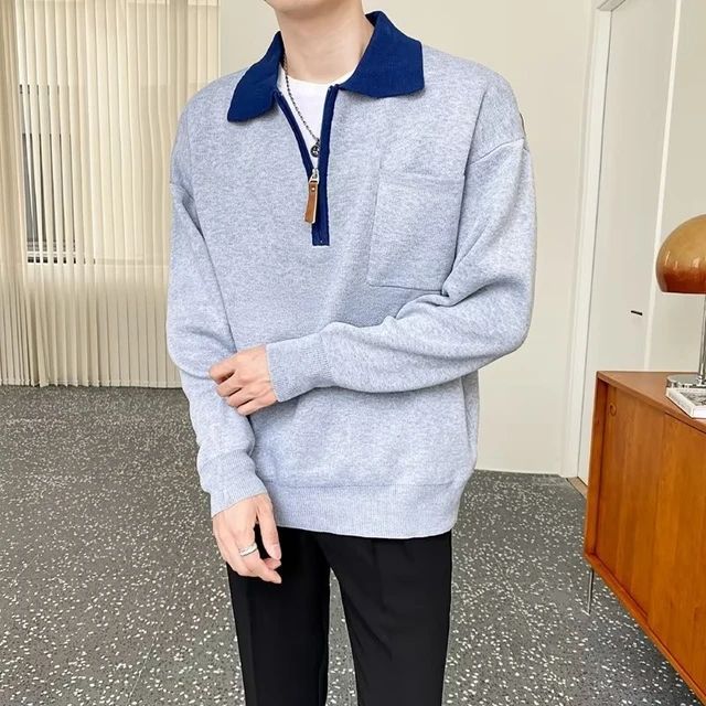 Pull Homme Col Reversé Élégant pour Journées Fraîches - LuxeStyle